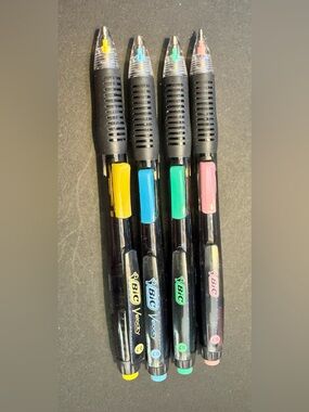 BIC Velocity Retractable Gel Pens - Yellow, Blue, Green, Pink